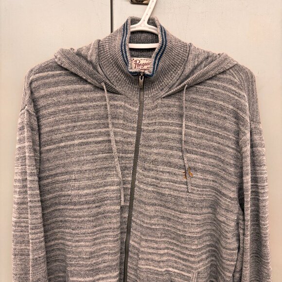 Penguin Munsingwear Gray Stripe Full Zip Hoodie Sweatshirt Pockets Men's XL - Picture 4 of 10